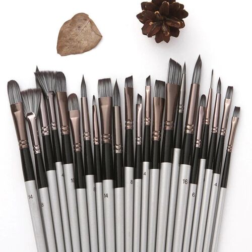 Kit 24 pieces Paint Brush Set for Watercolor Acrylic Gouache