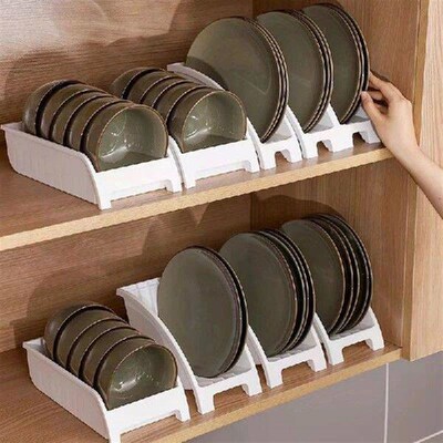 1 Pack Plastic Cabinet Rack Plate And Dish Storage Rack