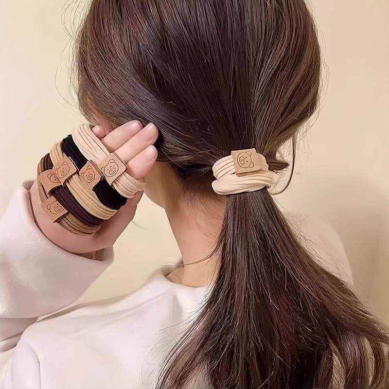 137 pieces of simple, high-elasticity seamless bear hair tie图片