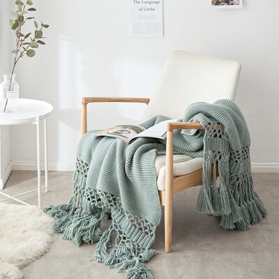 Blankets for Beds Hand-knitted Sofa Blanket Photo Props  Tas