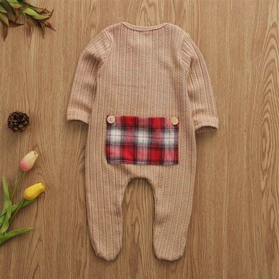 0-9M Newborn Toddler Baby Boy Girls Romper Plaid Patchwork L