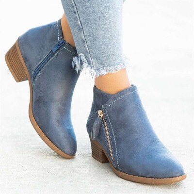 Dropshipping Womens Ankle Boots Autumn Low Heel Work Boots