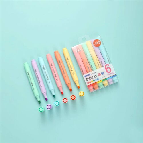 6Pcs/set Pastel Color Macaron Highlighter Pen Marker Pens Fl