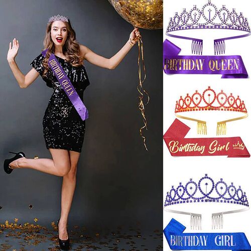 Princess Birthday Party Straps Ribbon Crown Set Banquet