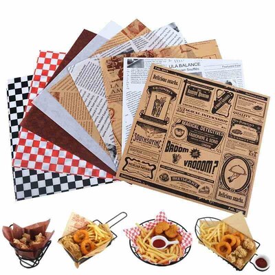 Kraft Wax Paper Oilpaper Nonstick Bread Burger Fries Basket