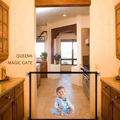 Pet Dog Gate Ingenious Mesh Dog Fence for Indoor Outdoor Saf