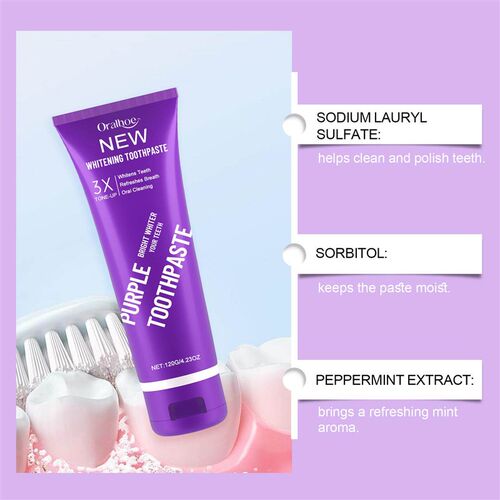 ORALHOE Purple Toothpaste for Daily Gentle Care, Stain and O
