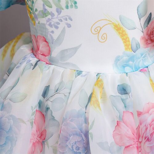 Flower Puff Sleeve Dress Child Girls Princess Dress Kids 3 6