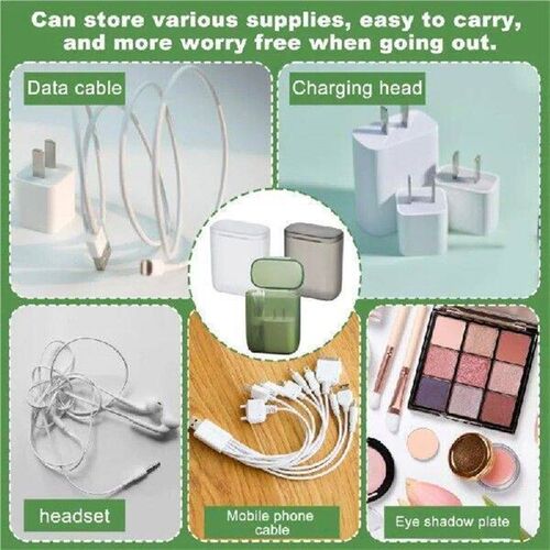 Portable Data Cable Storage Box With Lid Multi-functional