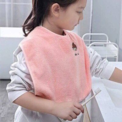 1/2PCS Tooth Brushing Bib Anti-dirty Coral Fleece Feeding Su