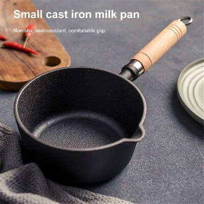 Cast Iron Milk Pan with Pour Spout Non-Stick Hot Oil Pan