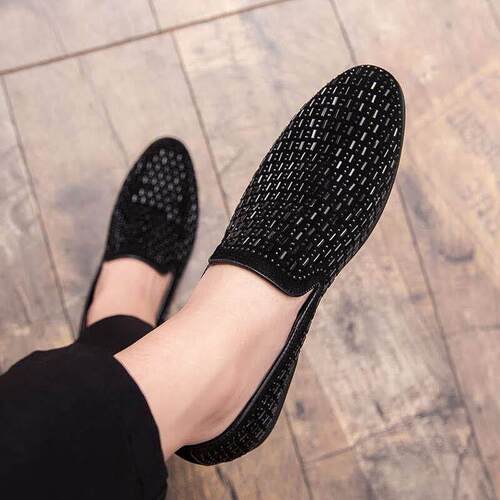 2022 Mens Rhinestones Dress Shoes Luxury Italian Style