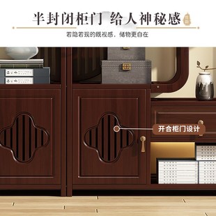 博古架实木中式隔断茶室茶具古董摆放架子茶叶展示架202新款爆款