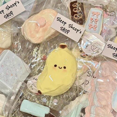 2pcs Taba Squishy Toy Mushy Silicone Mochi Toy Fuzzy Hamster