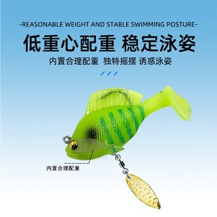 路亚饵远投防挂底跳跳鱼二代包铅鱼亮片T尾软饵翘嘴鲈鱼饵装