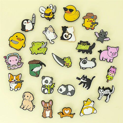1/25PCS Cute Panda Shoe Charm for Women Funny Cat Dog Duck P