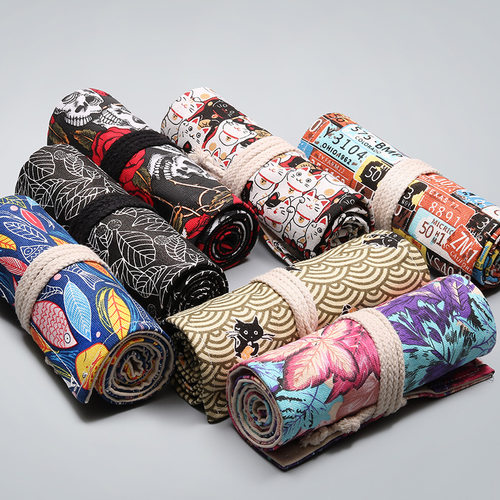 12/24/36/48 Holes Roll Colored Art Pencil Case Kawaii School