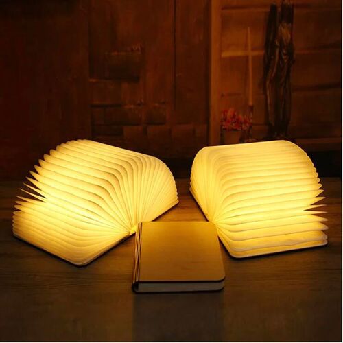 LED Foldable Book Light Creative Wooden Luminous Book for Ch
