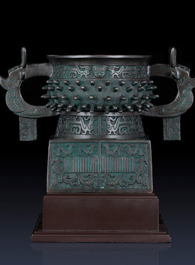 纯黄铜甲簋工艺品摆饰青铜鼎奖杯铜鼎饰品活动奖品办公室装饰摆饰