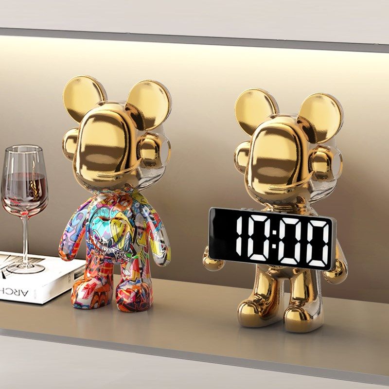 时钟表摆台式暴力熊公仔摆件挂钟入户玄关客厅电视柜酒柜子装饰品,家居饰品,桌面摆件,淘宝优惠券,粉丝福利购,淘宝优惠卷