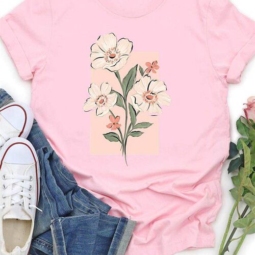 Clothing Female Summer T Fashion Casual Tee Watercolor