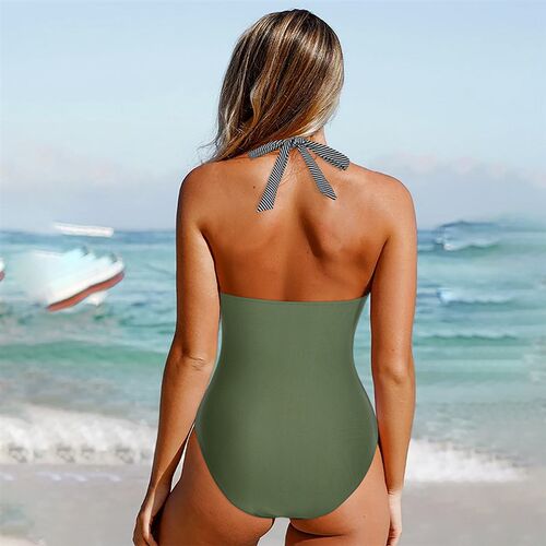 One Piece Swimsuit Women Swimwear 2023 Bikini V Neck Push Up