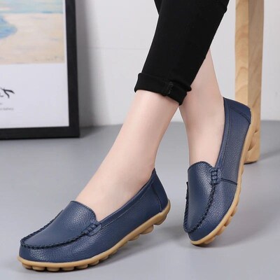 2023 Women Flats Ballet Shoes Woman Cut Out Leather Breathab