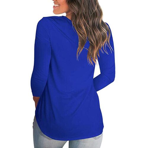 Womens Solid lor Base Shirt V-neck Long-sleeved Womens T-s
