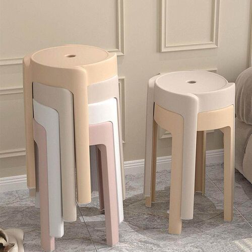 Nordic round stool plastic adult stackable high table chair1
