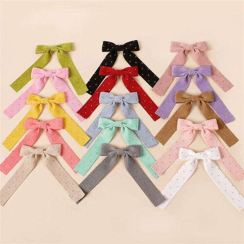 Hair Clips for Girls Corduroy Glitter Long Tail Bows Baby Ha