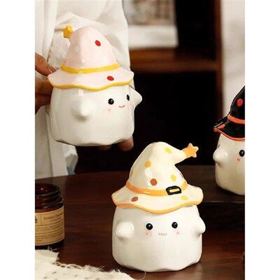 Ahunderjiaz-Retro Ceramic Mug with Lid, Cute Drinkware Set,