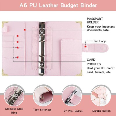 Money Savings Organizer Notebook A6 Pu Leather Budget Binder