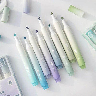 4Pcs/set Macaron Highlighters Color Gradient Highlighter Pen