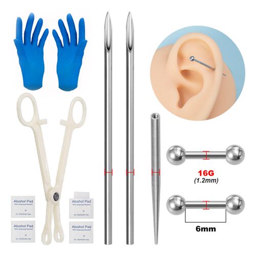 Body Piercing Kit Surgical Steel Threaded Taper Pin Needles