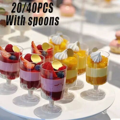 20/40PCS Disposable Plastic Dessert Cup Ice Cream Cup Small