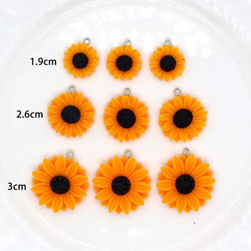 10pcs 19/26/30mm Yellow Daisy Flower Earring Charms Resin Fl