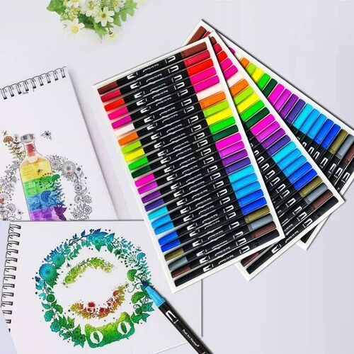 Dual Tip Marker Pen 12/24/36/48/60 Watercolor Brush Pen Lett