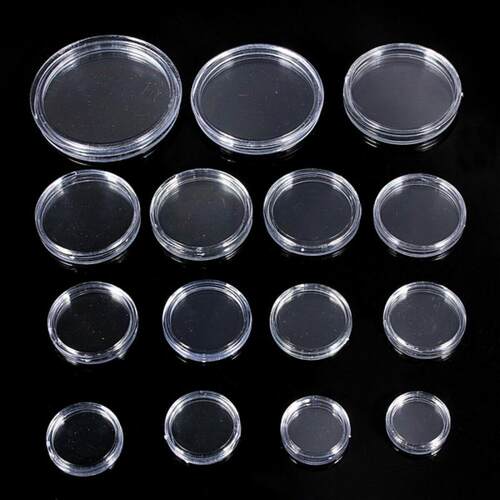 10/25Pc 21/22/23/25/26/27/28-45mm Transparent Round Coin Box