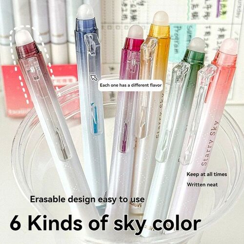 Glitter Gel Pens, 6 Colors Glitter Erasable Pens 0.7MM Fine