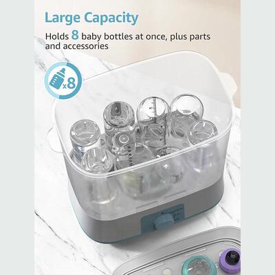 Bottle sterilizer, baby specific steam integrated sterilizer