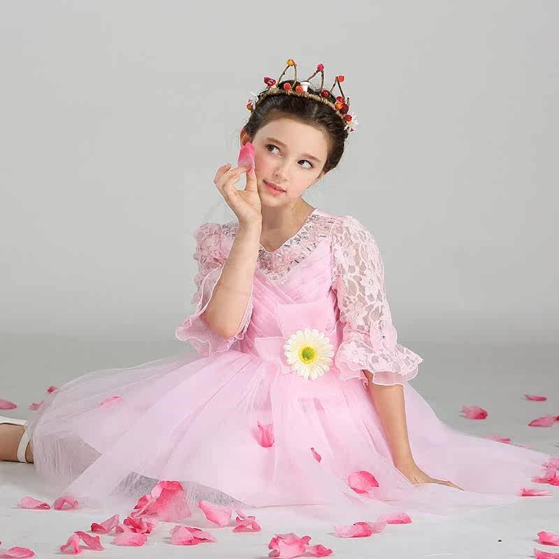 (Childrens wedding dress dress lace Embroidered Organza gir - 实物图