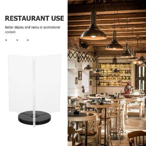 Menu Display Stand Rotating Price Holder Sign with Base