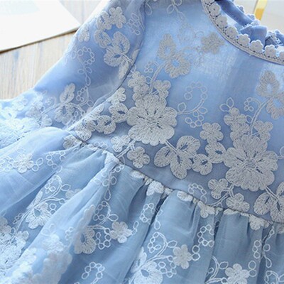 Winter Autumn Girl Lace Embroidery Long Sleeve Dress Childre