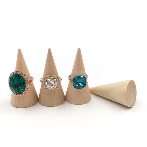 5Pcs/Set Ring Organizer Wooden Cone Creative Ring Holder Jew