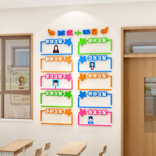 班级文化墙贴纸小学教室布置装饰学生评比表照片栏每周之星3d立体
