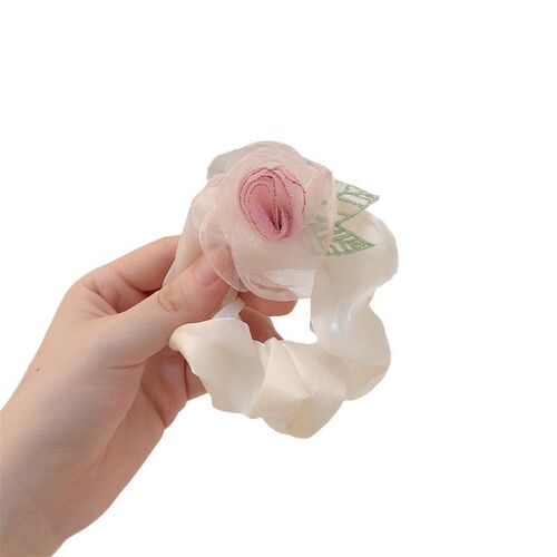 Mesh Camellia Flower Elastic Hair Band for Women Stylish Pon