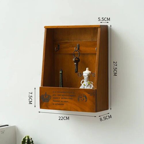 Vintage European Style Wooden Key Holder Box Hanging Storage