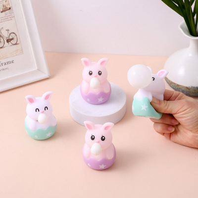 Squishy blow bubble baby Fidget Toys squeezy吐泡泡兔子捏捏乐