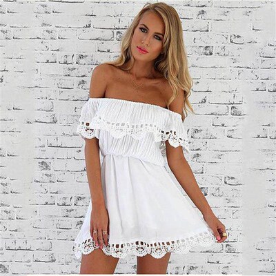 Womens lace one-piece off shoulder dress