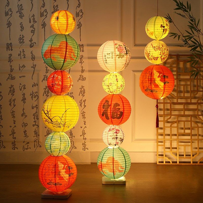 新年元宵古风装饰落地灯DIY现代新房中式暖居拍照发光灯笼装挂饰